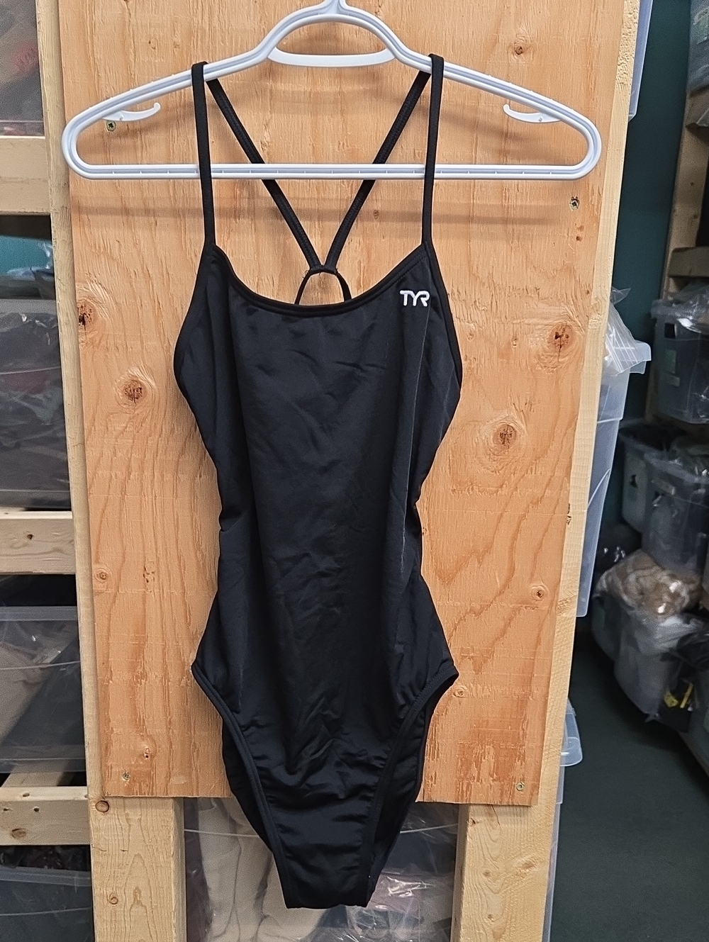 TYR Size M Black One Piece Backless Swimsuit